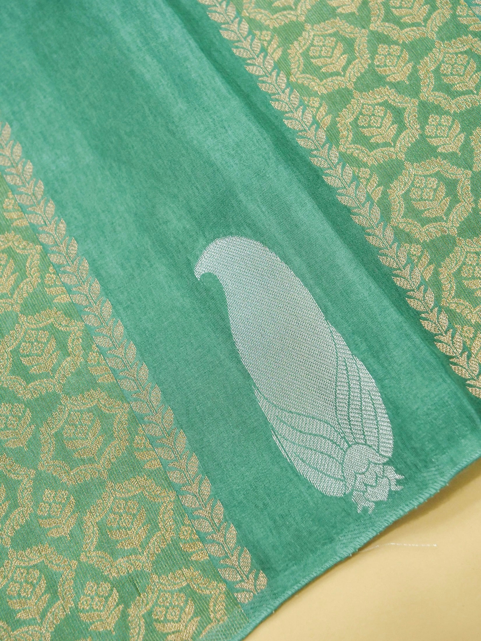 Sea Green Banarasi Viscose Dola Silk Saree