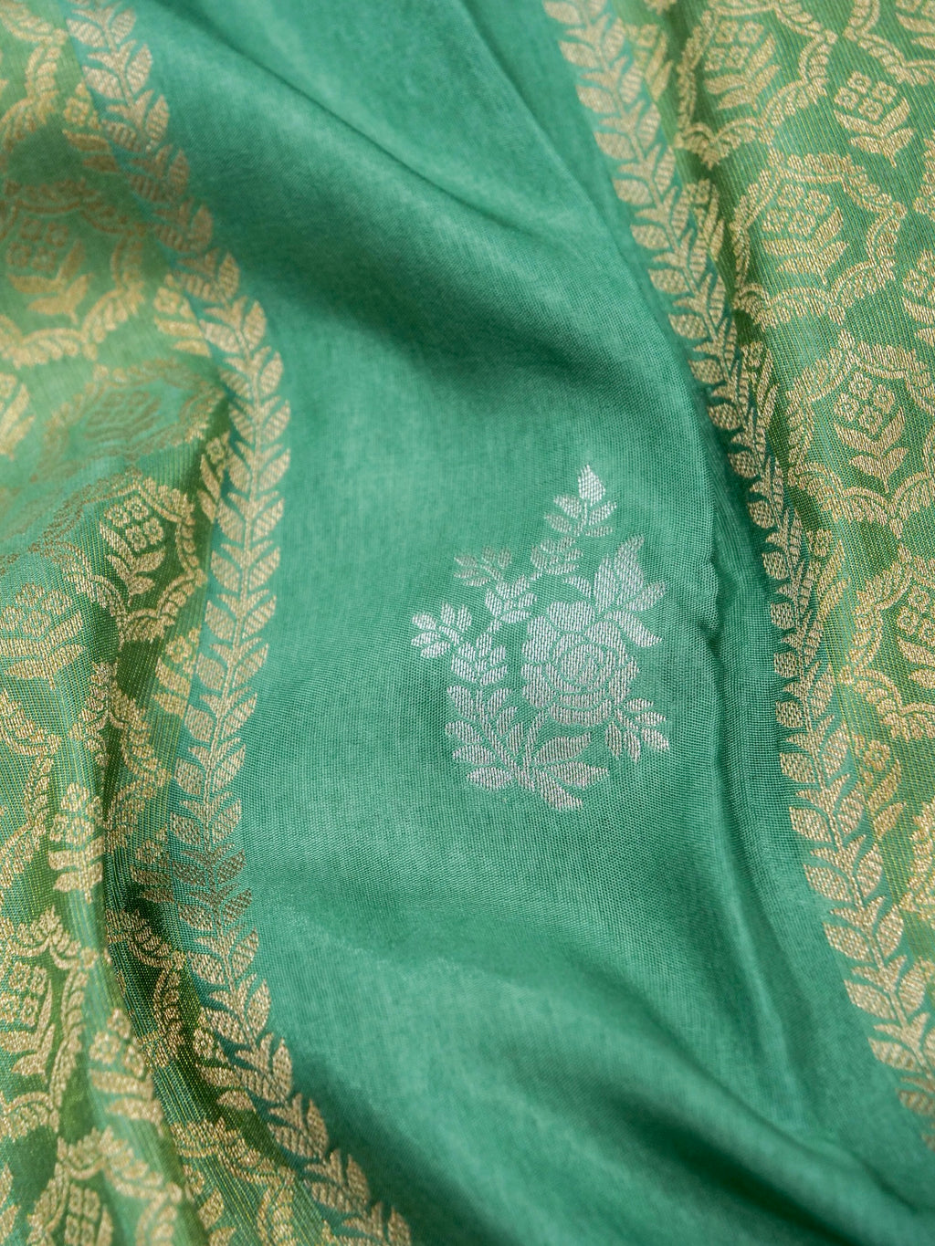 Sea Green Banarasi Viscose Dola Silk Saree