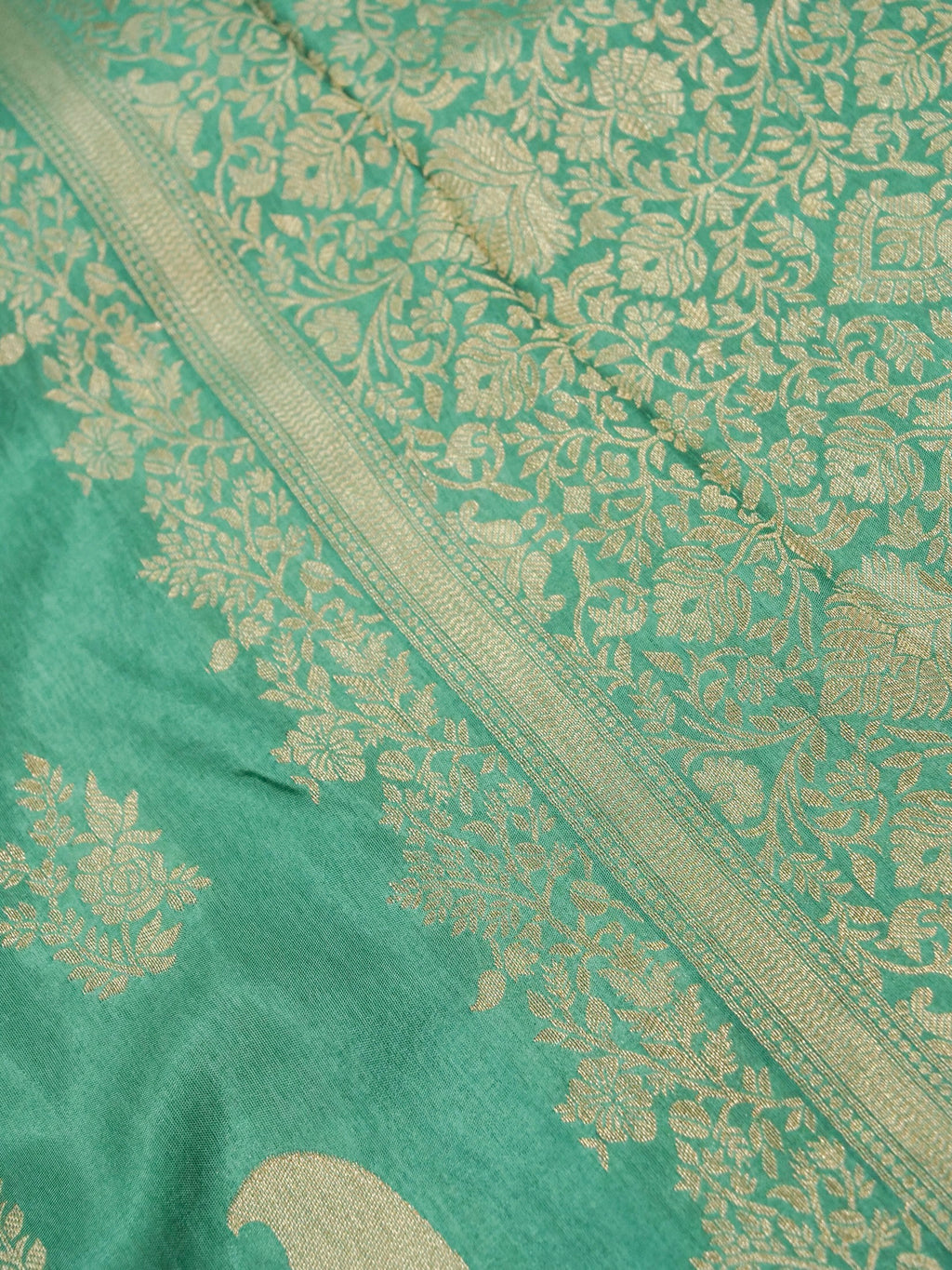 Sea Green Banarasi Viscose Dola Silk Saree