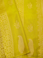 Lime Yellow Banarasi Viscose Dola Silk Saree