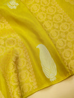 Lime Yellow Banarasi Viscose Dola Silk Saree