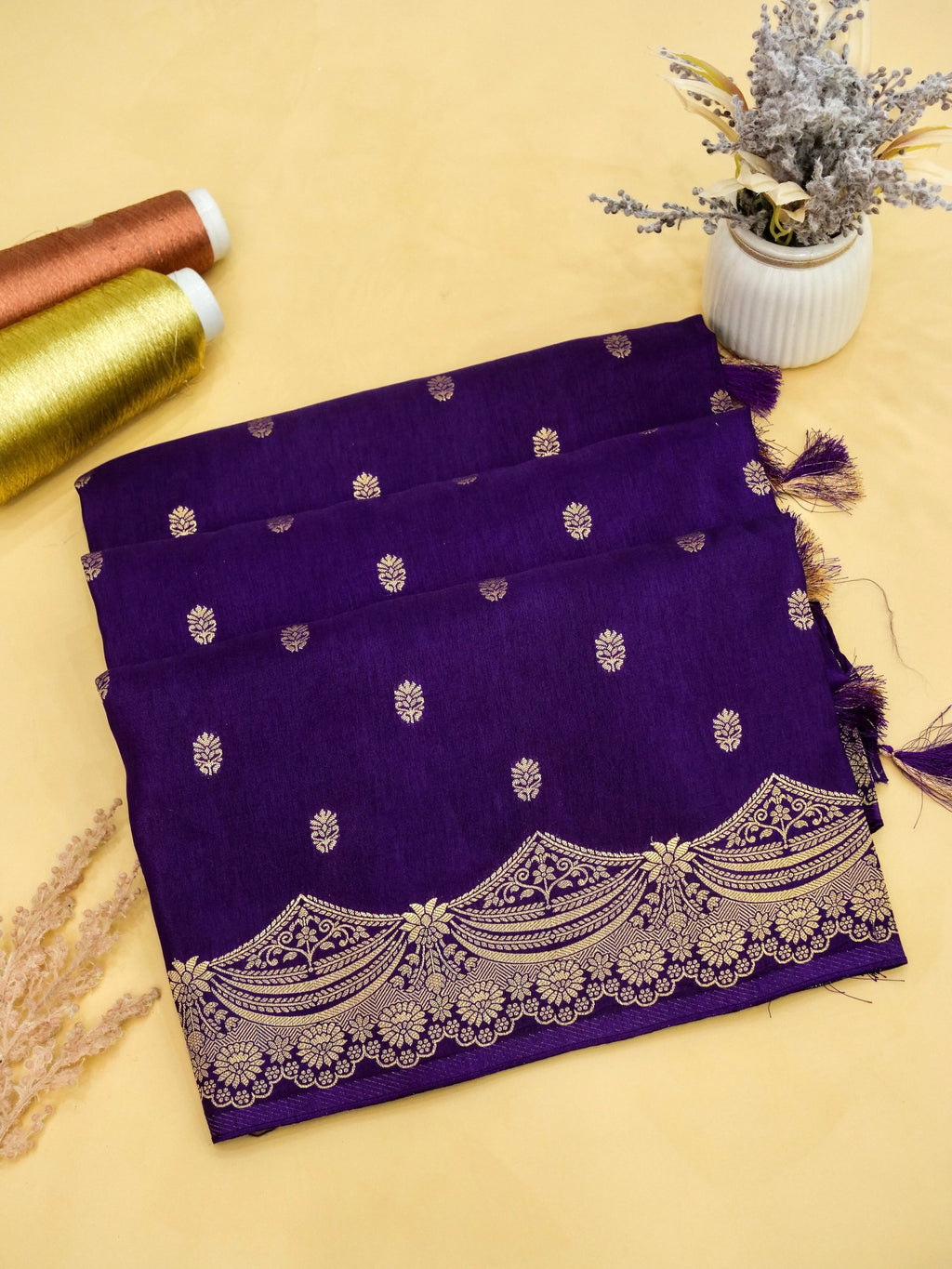 Royal Blue Banarasi Viscose Dola Silk Saree