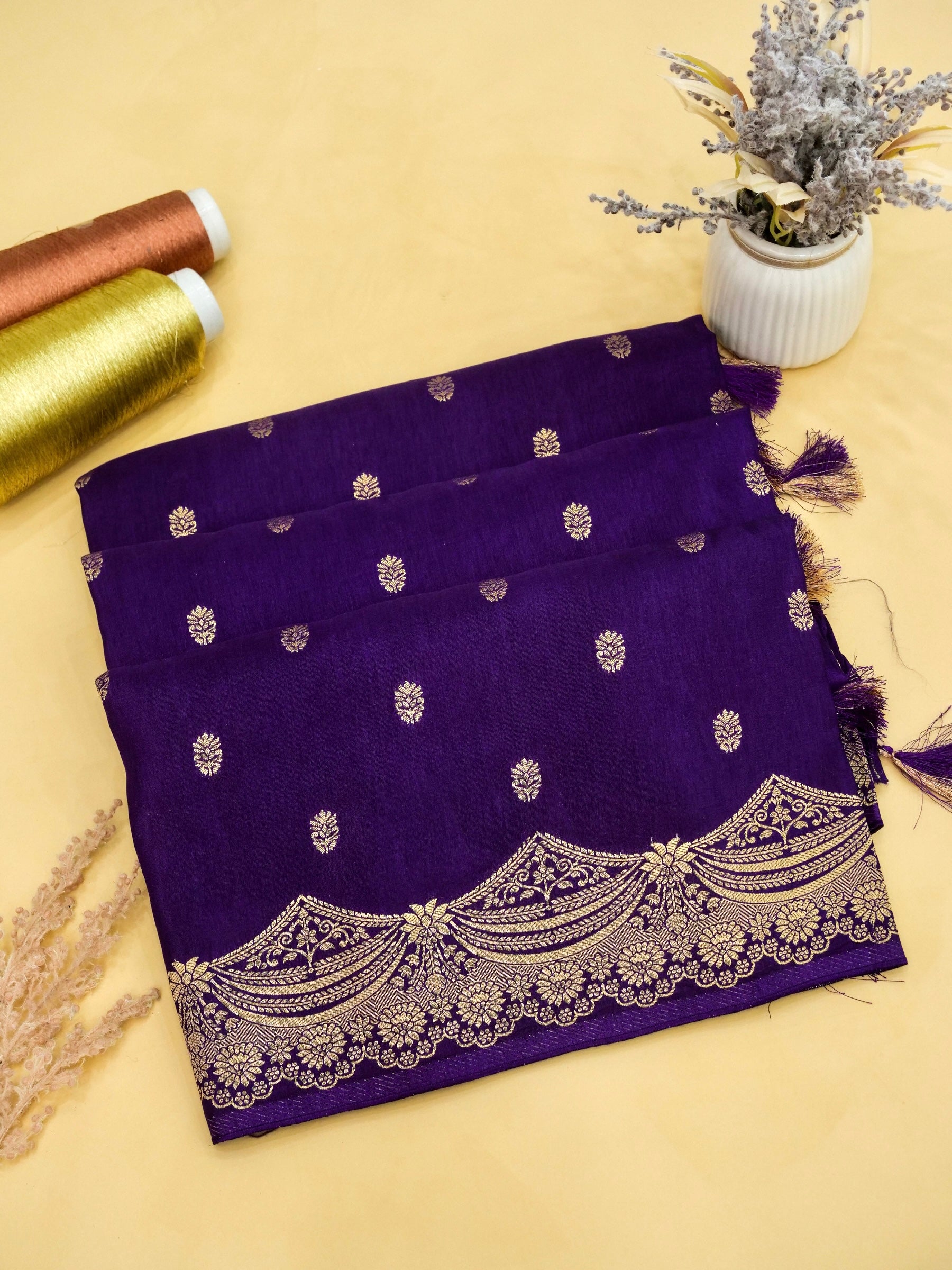 Royal Blue Banarasi Viscose Dola Silk Saree