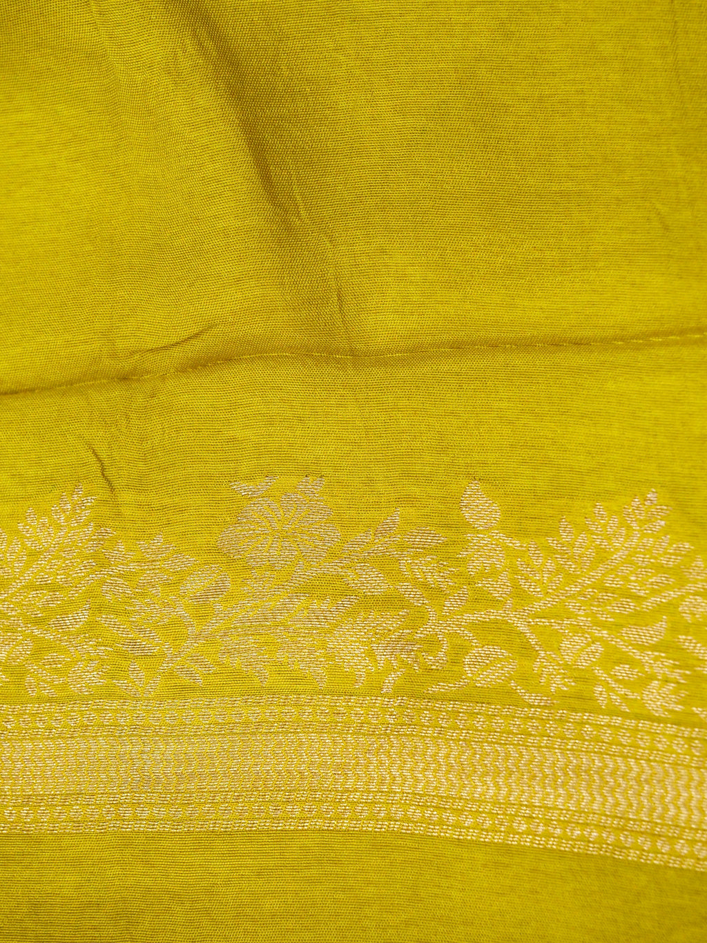 Lime Yellow Banarasi Viscose Dola Silk Saree