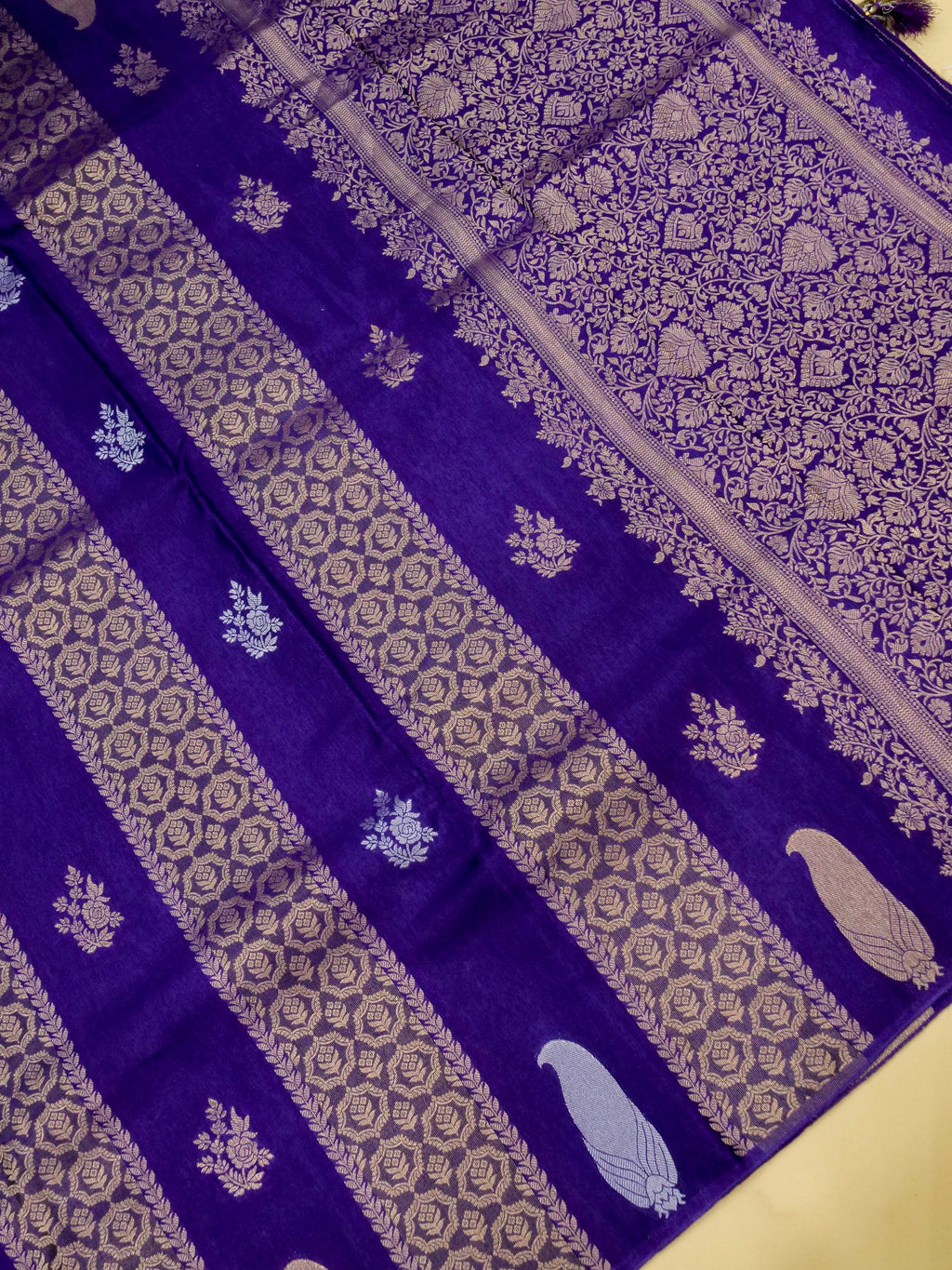 Royal Purple Banarasi Viscose Dola Silk Saree