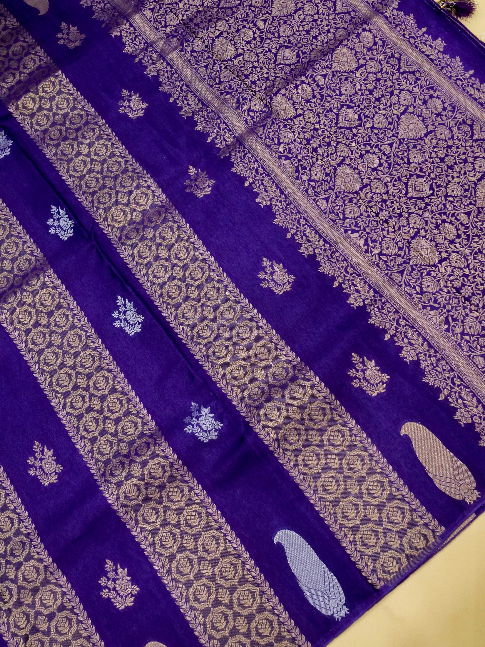 Royal Purple Banarasi Viscose Dola Silk Saree