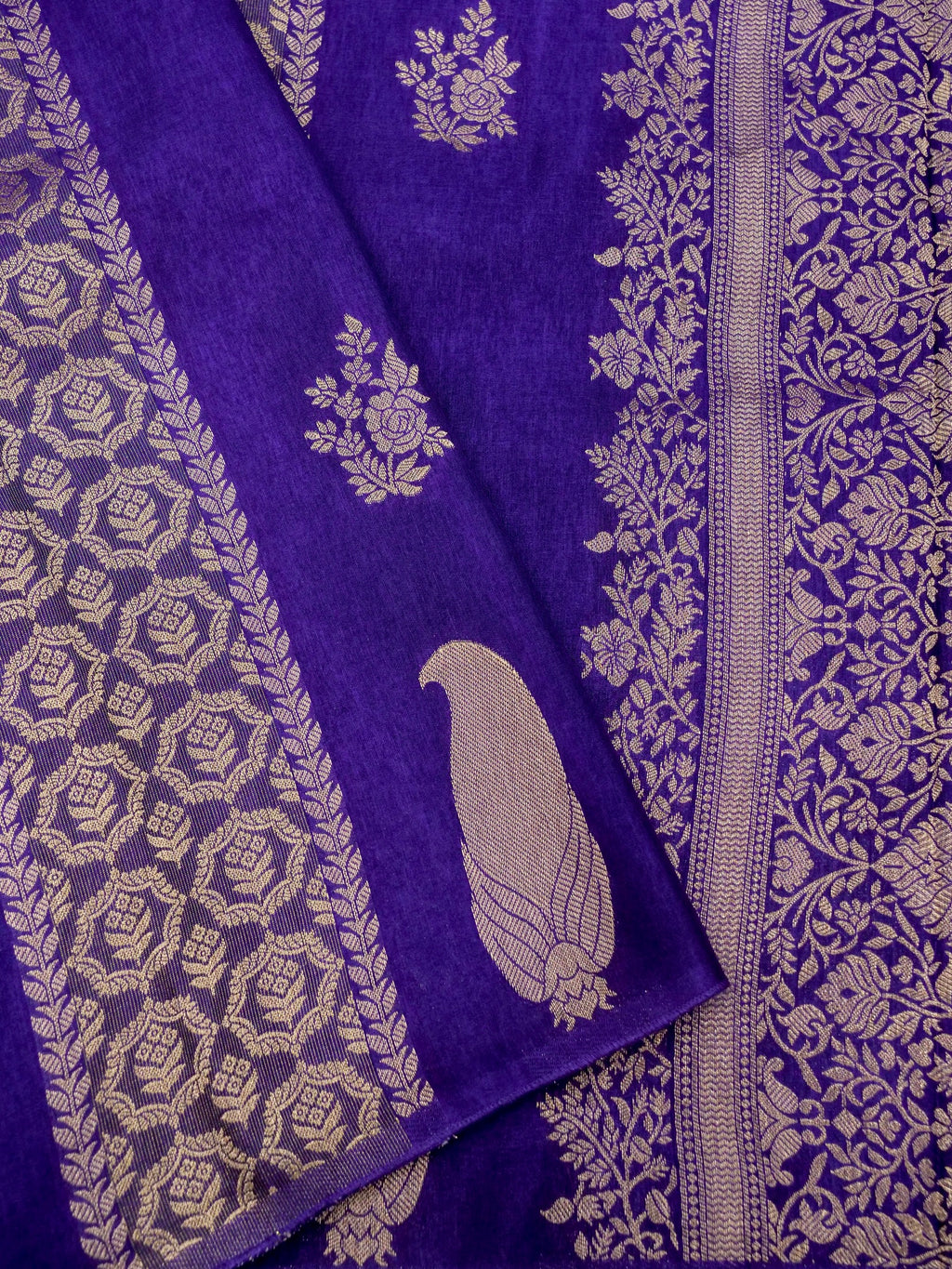 Royal Purple Banarasi Viscose Dola Silk Saree