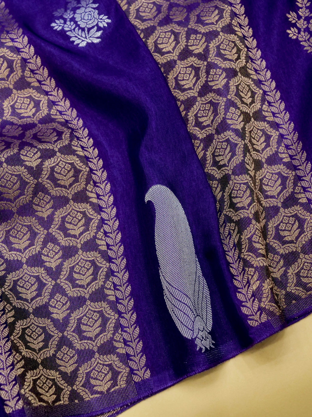 Royal Purple Banarasi Viscose Dola Silk Saree