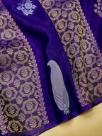 Royal Purple Banarasi Viscose Dola Silk Saree