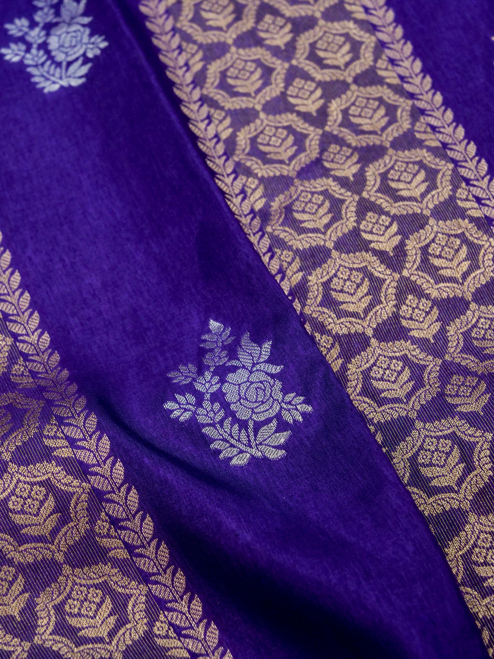 Royal Purple Banarasi Viscose Dola Silk Saree