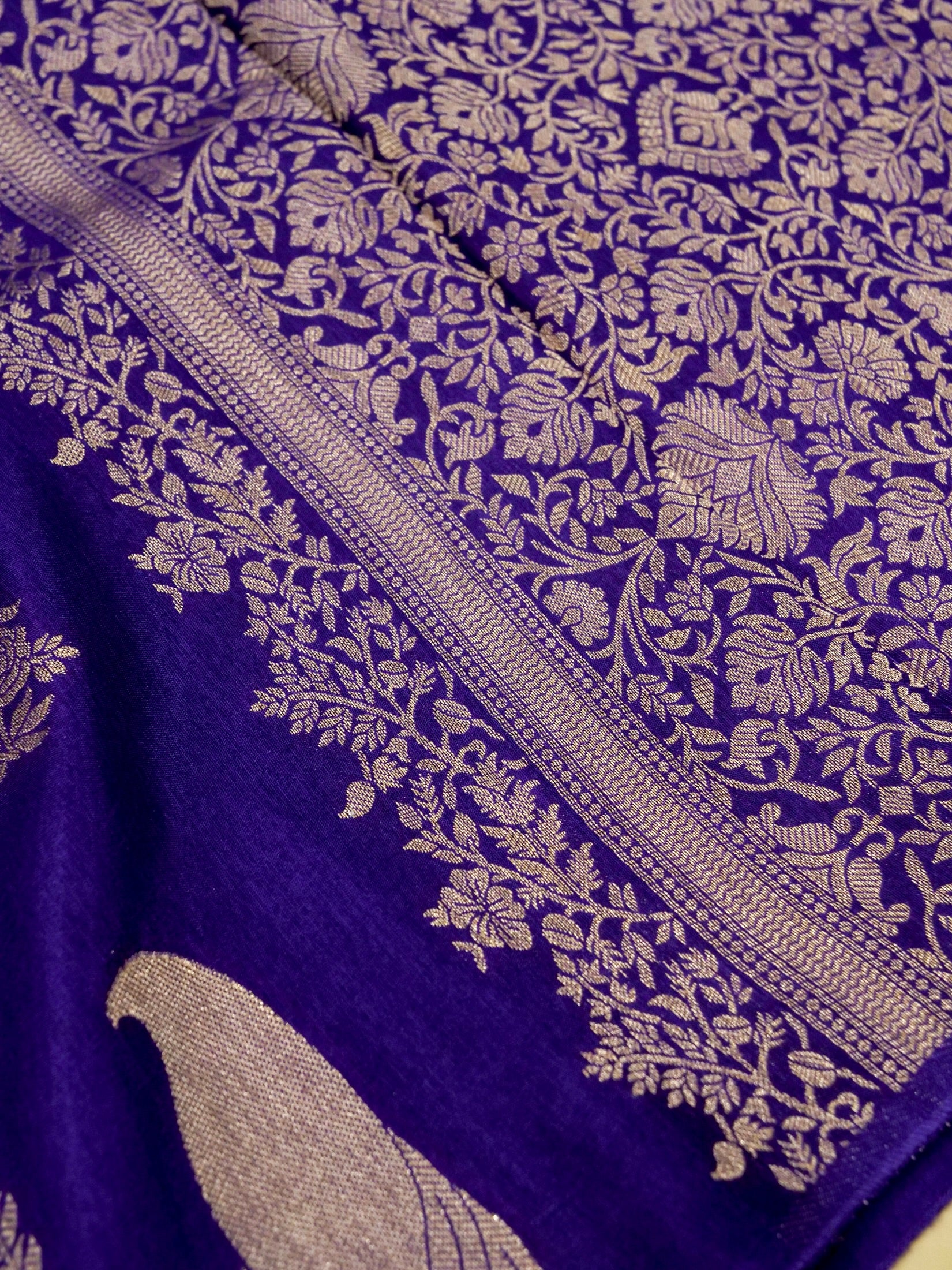 Royal Purple Banarasi Viscose Dola Silk Saree