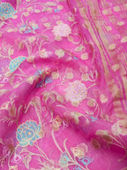 Pink Banarasi Organza Embroidered Saree