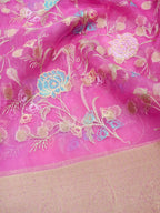 Pink Banarasi Organza Embroidered Saree