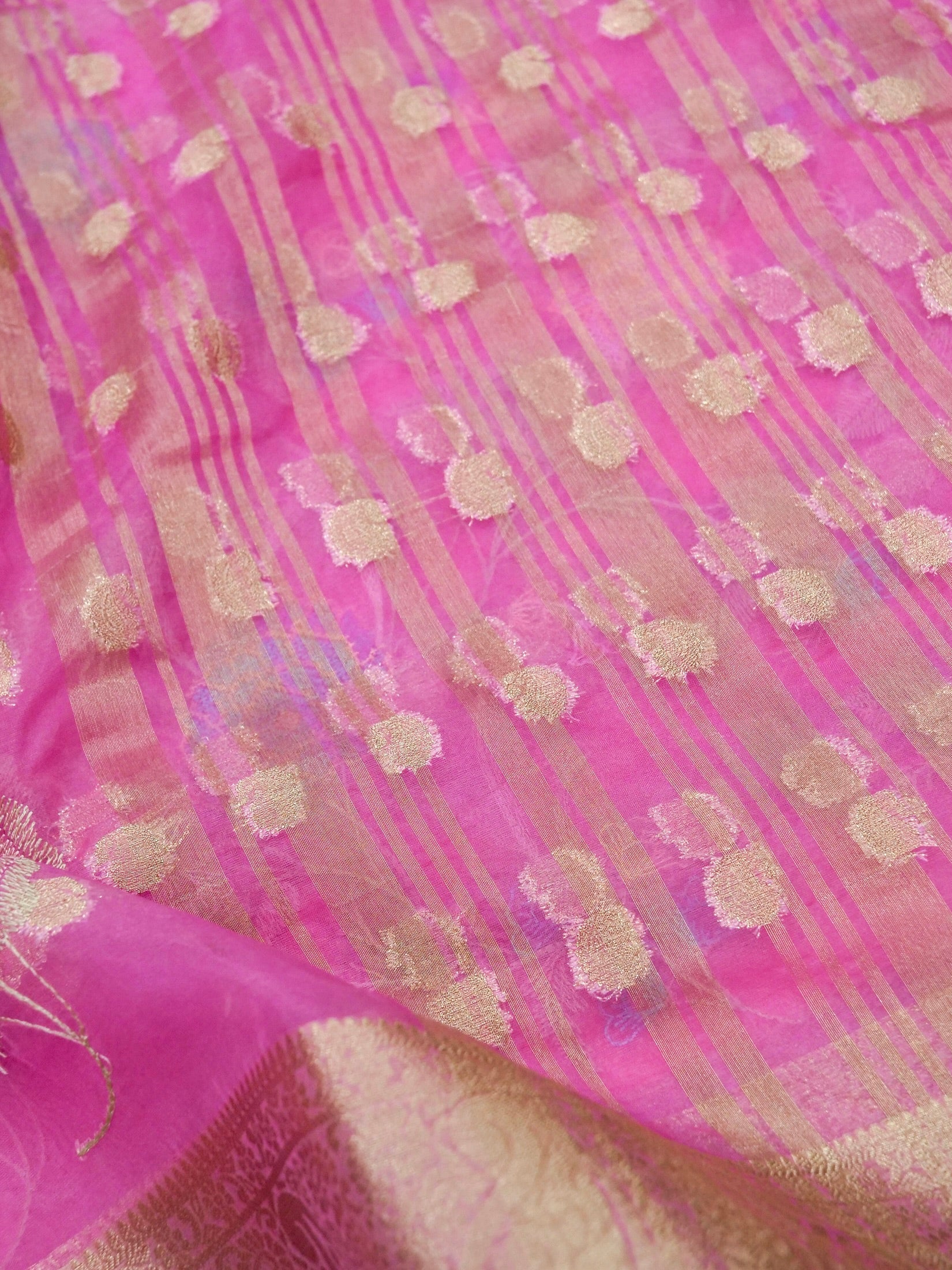 Pink Banarasi Organza Embroidered Saree