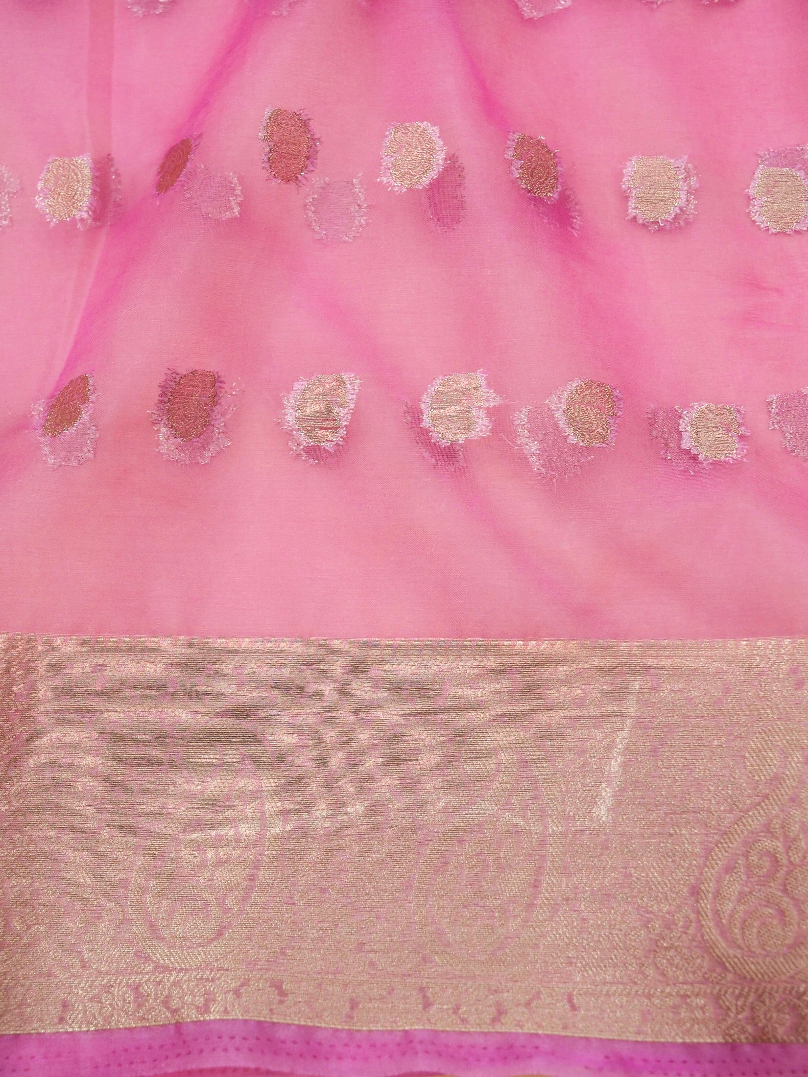 Pink Banarasi Organza Embroidered Saree