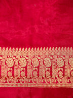 Crimson Red Banarasi Viscose Silk Saree