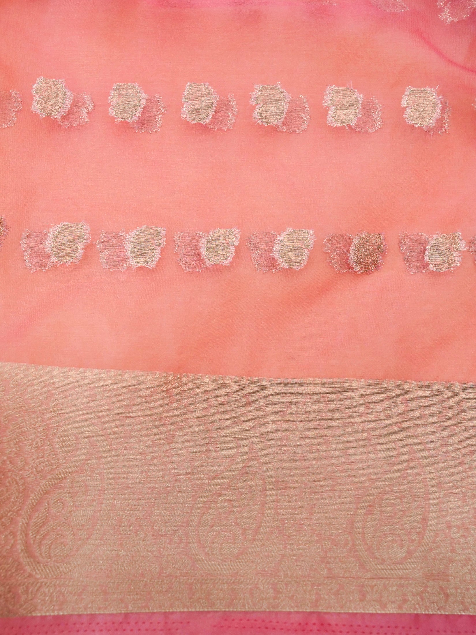Rose Pink Banarasi Organza Embroidered Saree