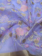 Lavender Banarasi Organza Embroidered Saree