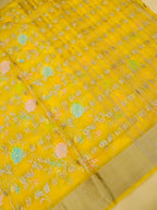 Sunshine Yellow Banarasi Organza Embroidered Saree