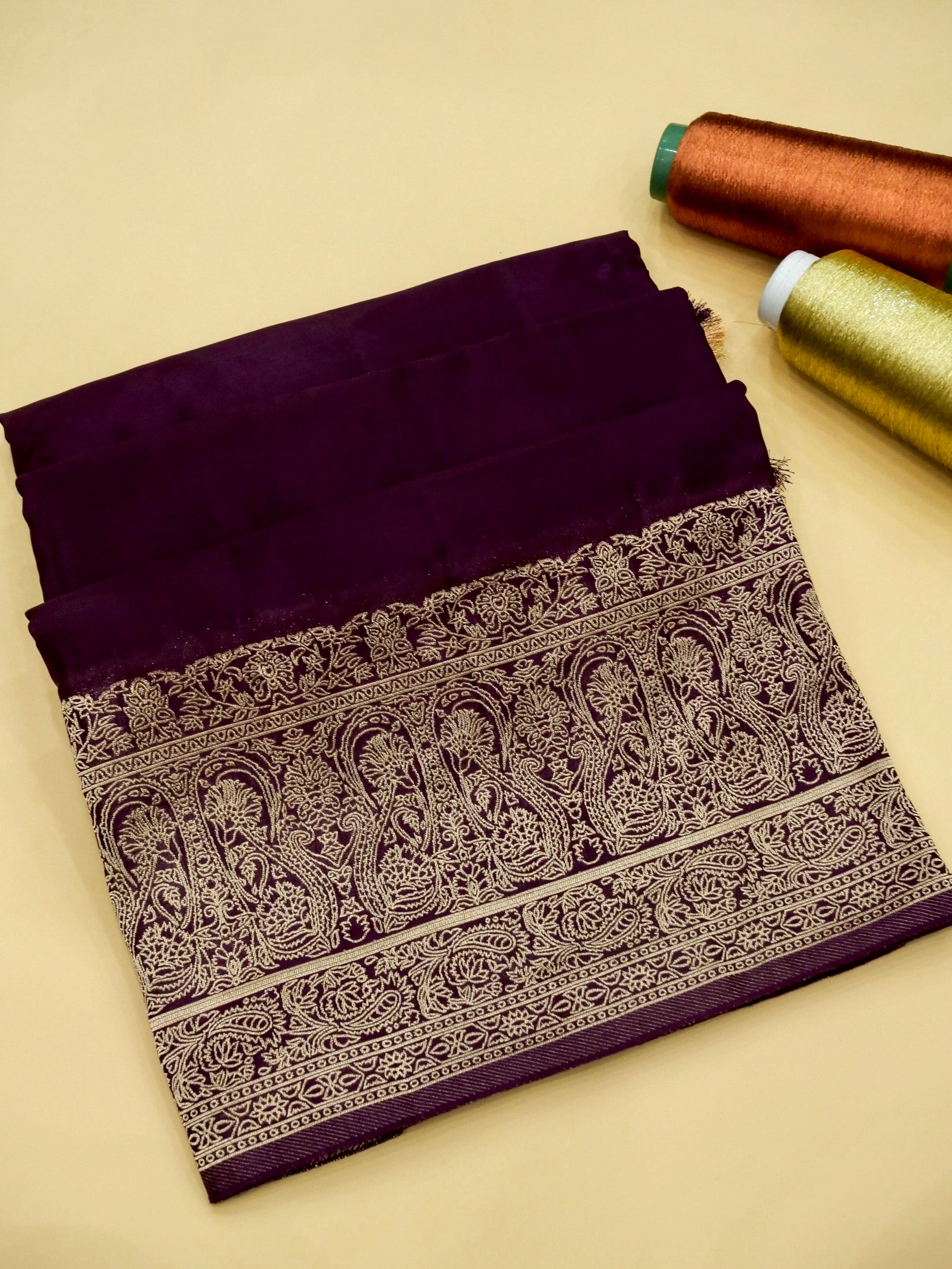 Deep Wine Banarasi Viscose Silk Saree