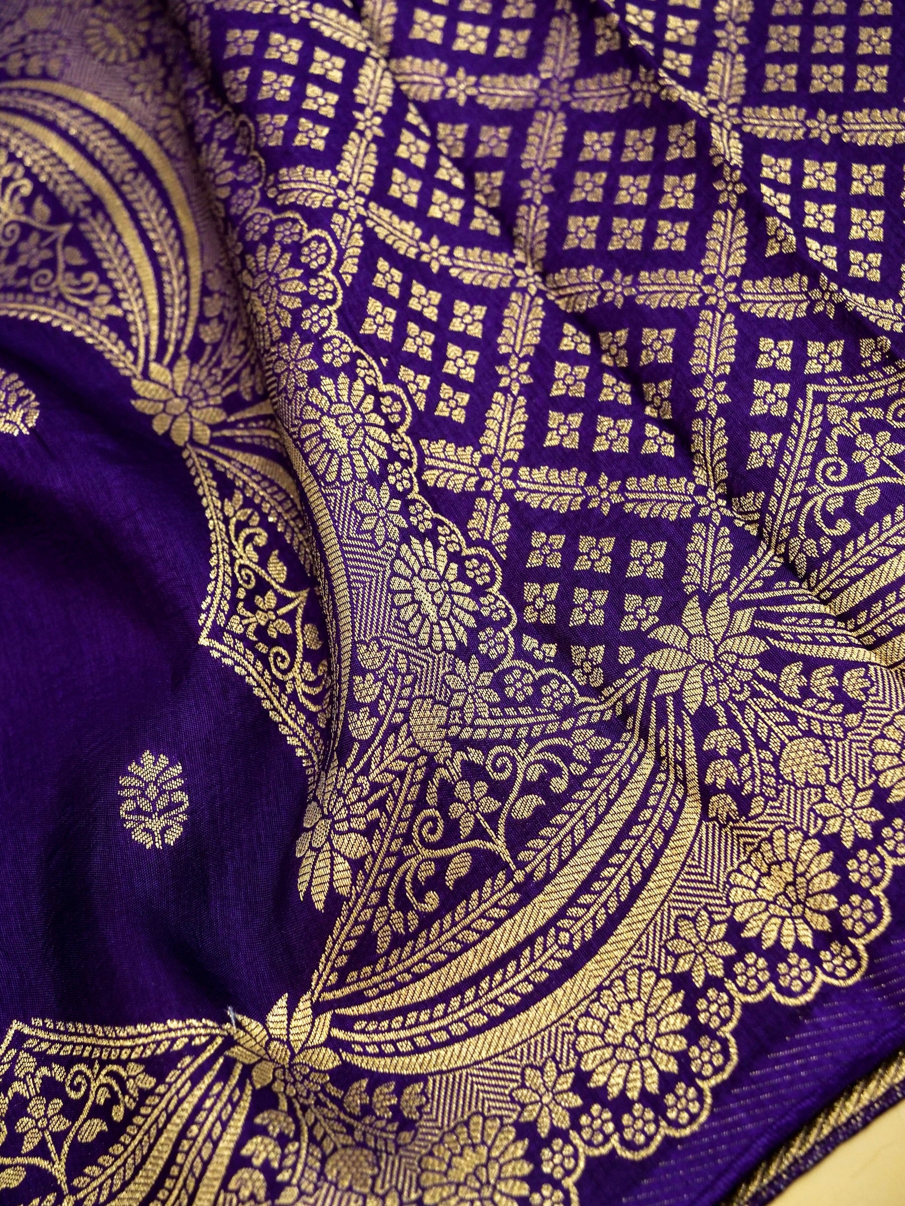 Blue Banarasi silk saree