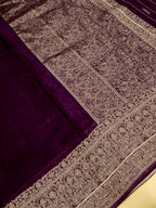 Deep Wine Banarasi Viscose Silk Saree