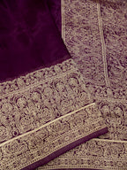 Deep Wine Banarasi Viscose Silk Saree