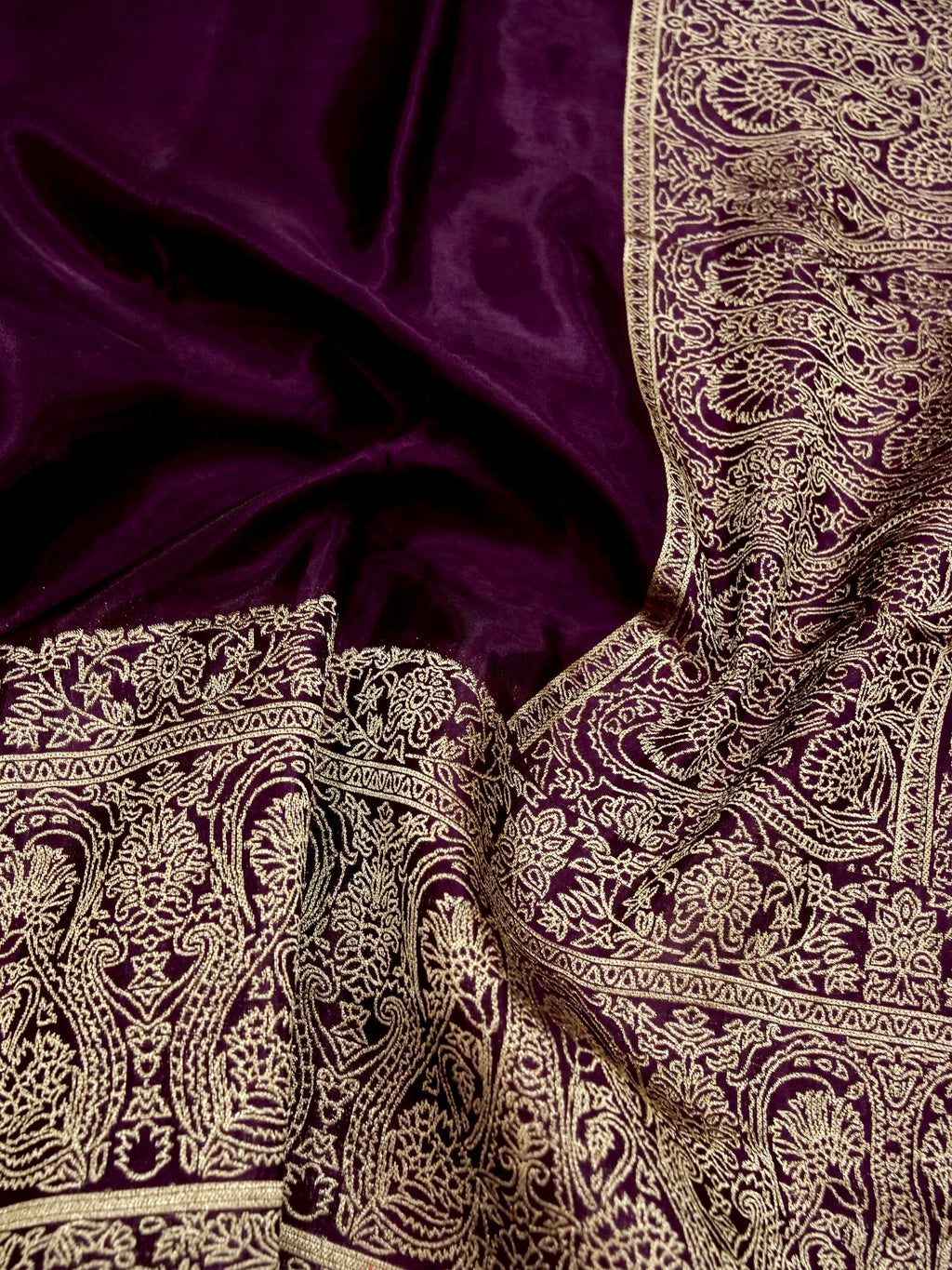 Deep Wine Banarasi Viscose Silk Saree