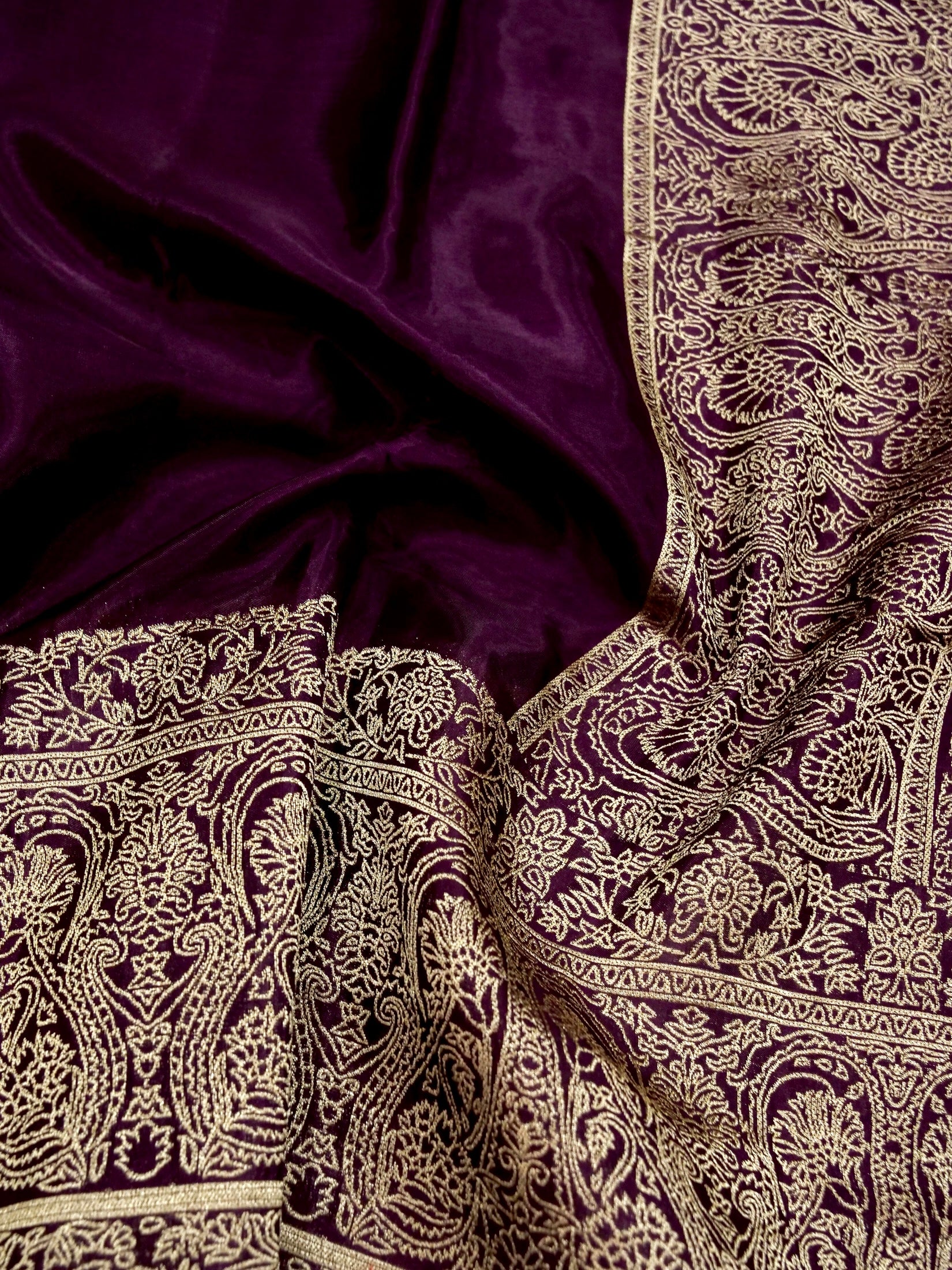 Deep Wine Banarasi Viscose Silk Saree