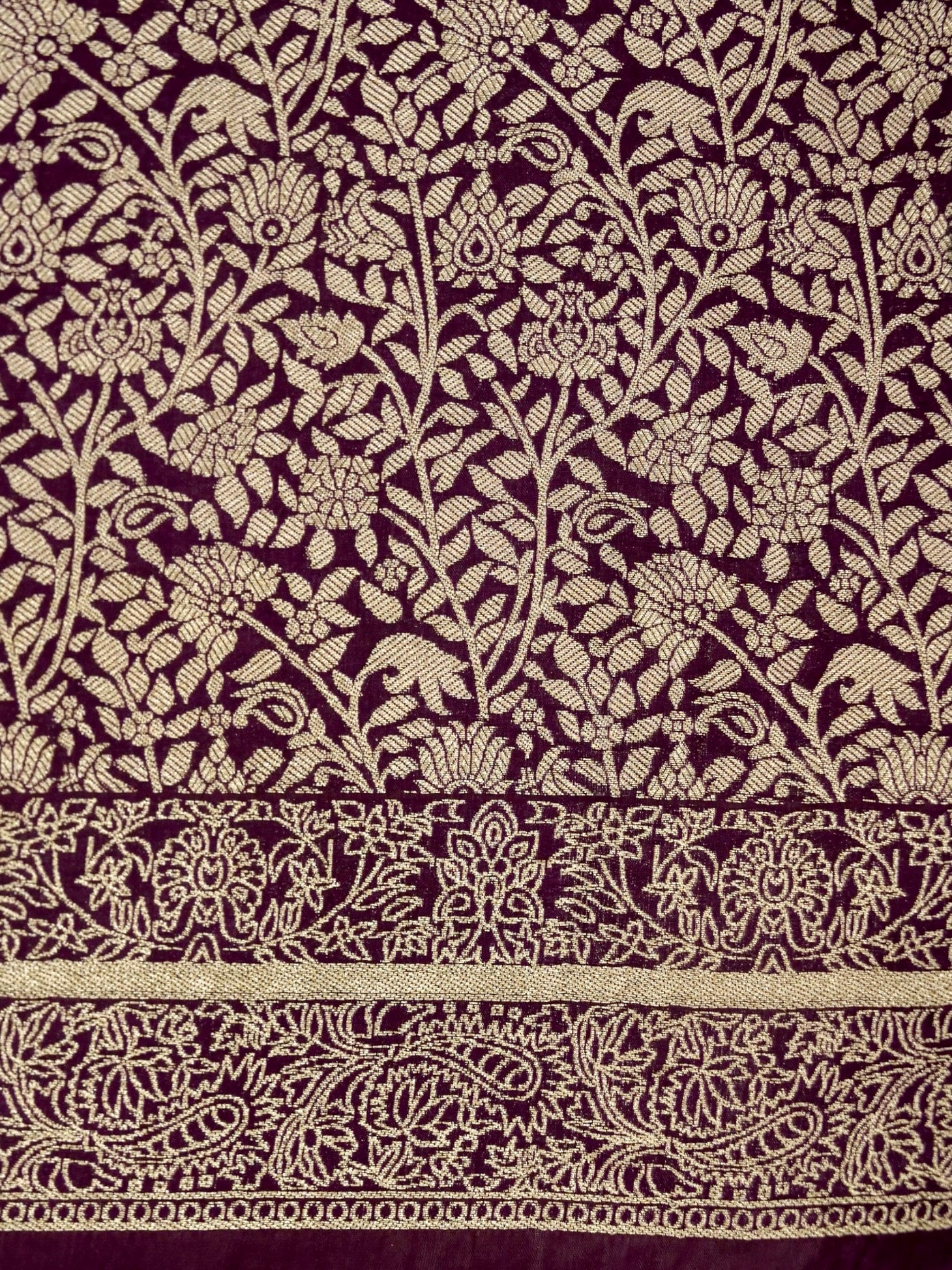 Deep Wine Banarasi Viscose Silk Saree