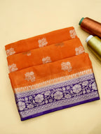 Sunset Orange Banarasi Viscose Chinon Saree