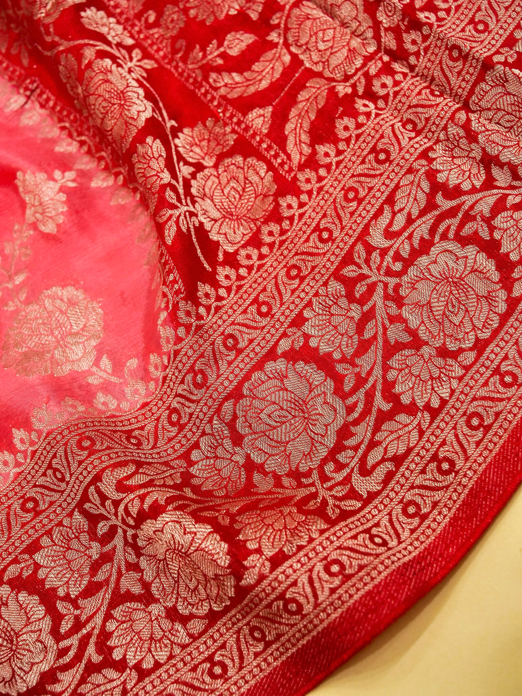 Pink Viscose Banarasi Chinon Silk Saree