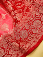 Pink Viscose Banarasi Chinon Silk Saree