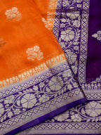 Sunset Orange Banarasi Viscose Chinon Saree