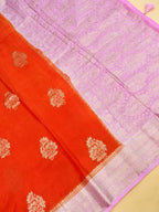 Orange Banarasi Viscose Chinon Silk Saree