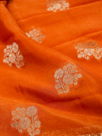 Sunset Orange Banarasi Viscose Chinon Saree