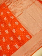 Tangerine Orange Banarasi Viscose Dola Silk Saree
