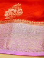 Orange Banarasi Viscose Chinon Silk Saree