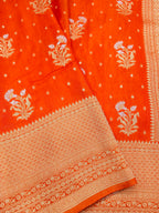 Tangerine Orange Banarasi Viscose Dola Silk Saree