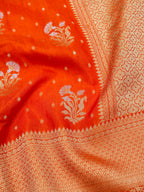 Tangerine Orange Banarasi Viscose Dola Silk Saree