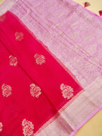 Rani Pink Banarasi Viscose Chinon Silk Saree