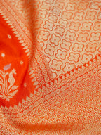 Tangerine Orange Banarasi Viscose Dola Silk Saree