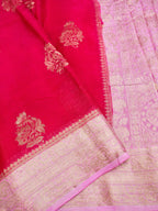 Rani Pink Banarasi Viscose Chinon Silk Saree