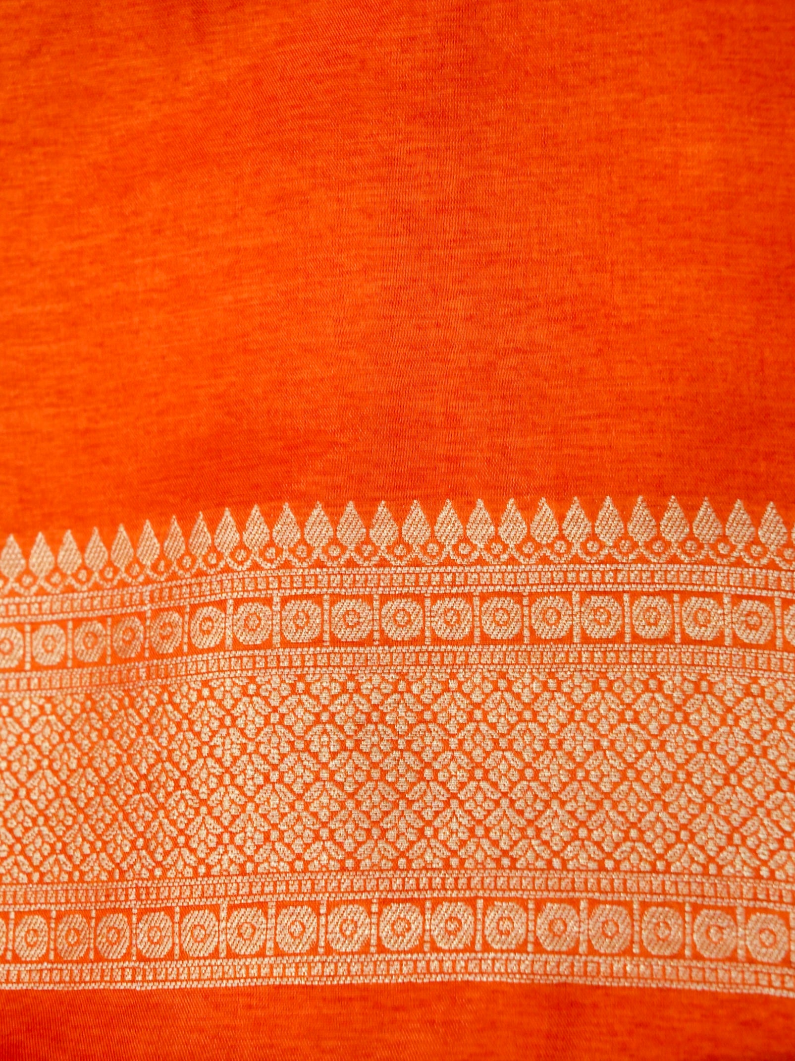 Tangerine Orange Banarasi Viscose Dola Silk Saree