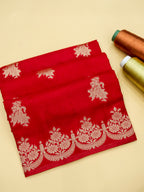 Crimson Red Banarasi Viscose Dola Silk Saree