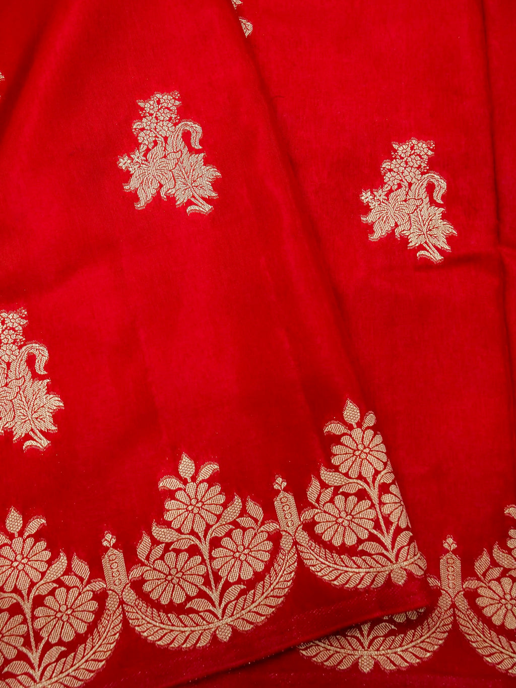 Crimson Red Banarasi Viscose Dola Silk Saree