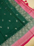 Bottle Green Banarasi Viscose Linen Saree