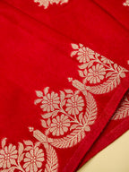 Crimson Red Banarasi Viscose Dola Silk Saree