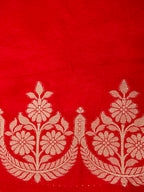 Crimson Red Banarasi Viscose Dola Silk Saree