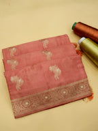Peach Pink Banarasi Viscose Silk Saree